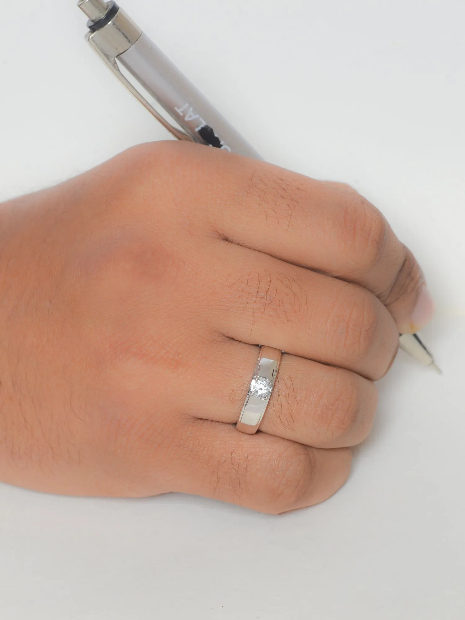 0.5 Carat 925 Pure Adjustable Silver Ring For Him