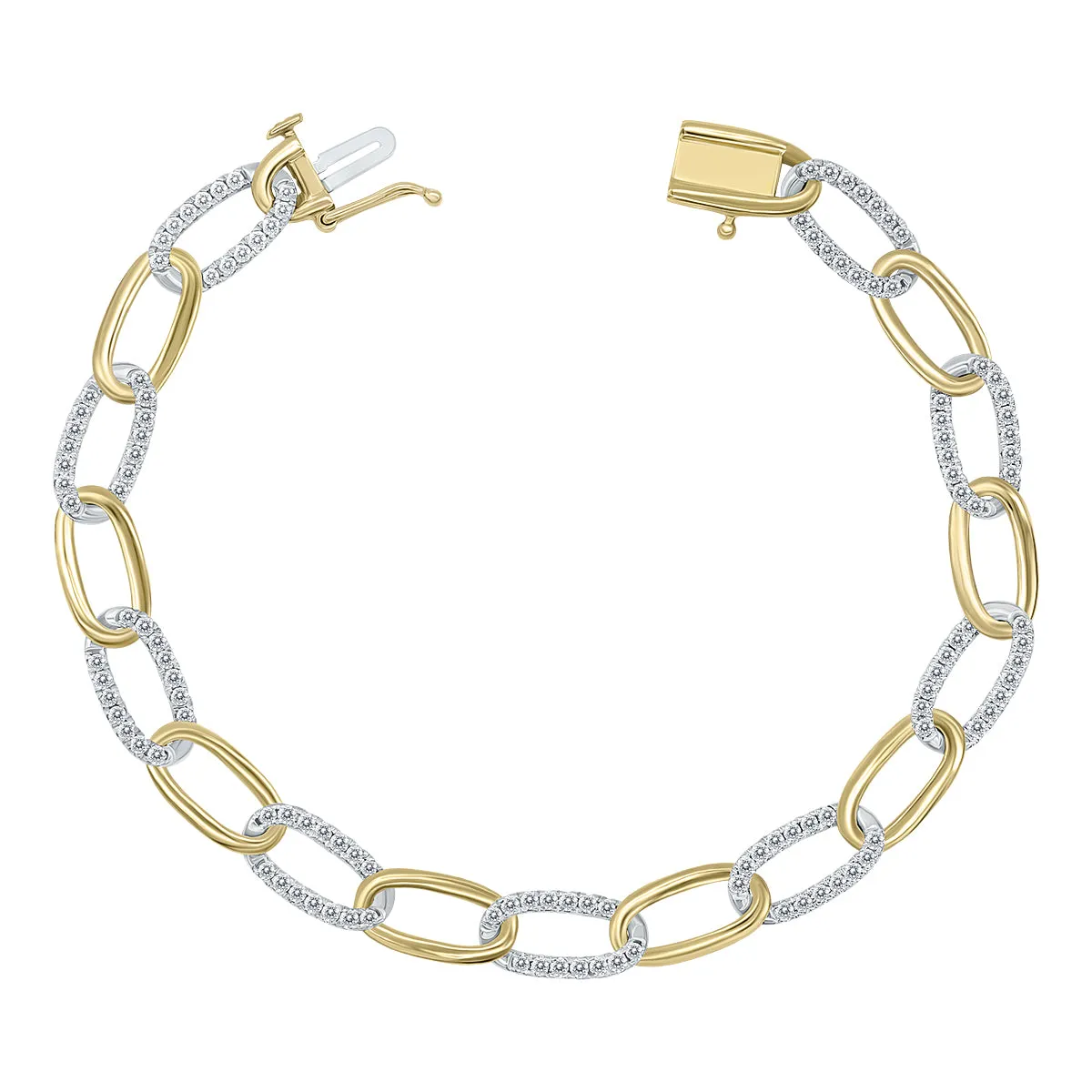 1 1/2 Carat TW Diamond Bracelet in 14K Two Tone Gold