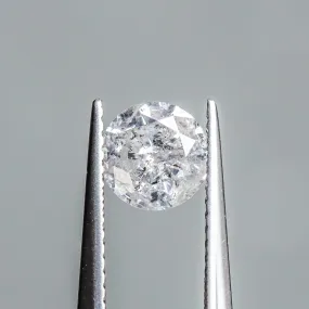 1.02CT ROUND BRILLIANT SALT AND PEPPER DIAMOND, WHITE SILVERY WITH SPECKLES, 6.43X3.96MM