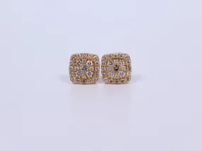 10K Yellow Gold Square Earrings .950ctw