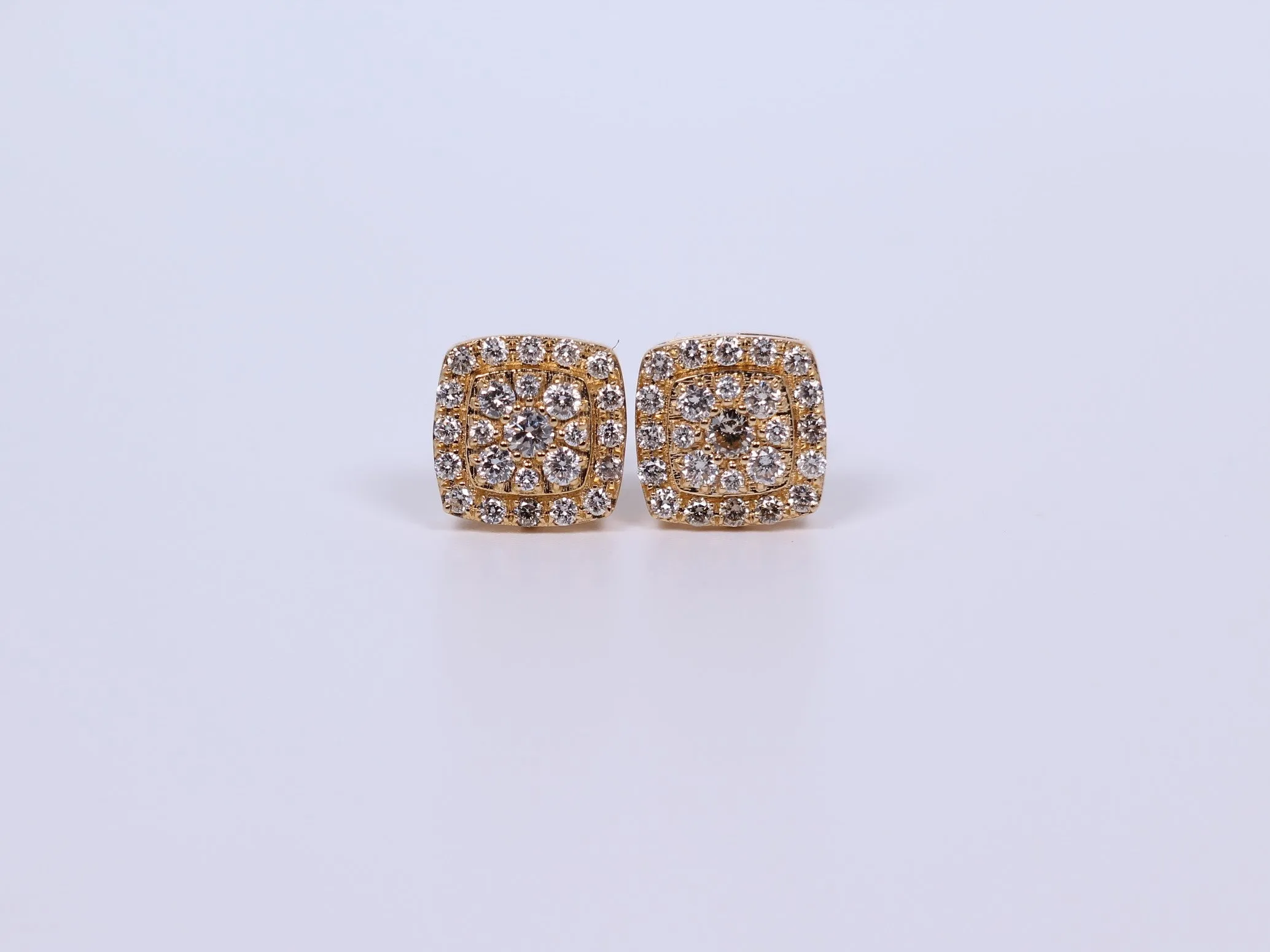 10K Yellow Gold Square Earrings .950ctw