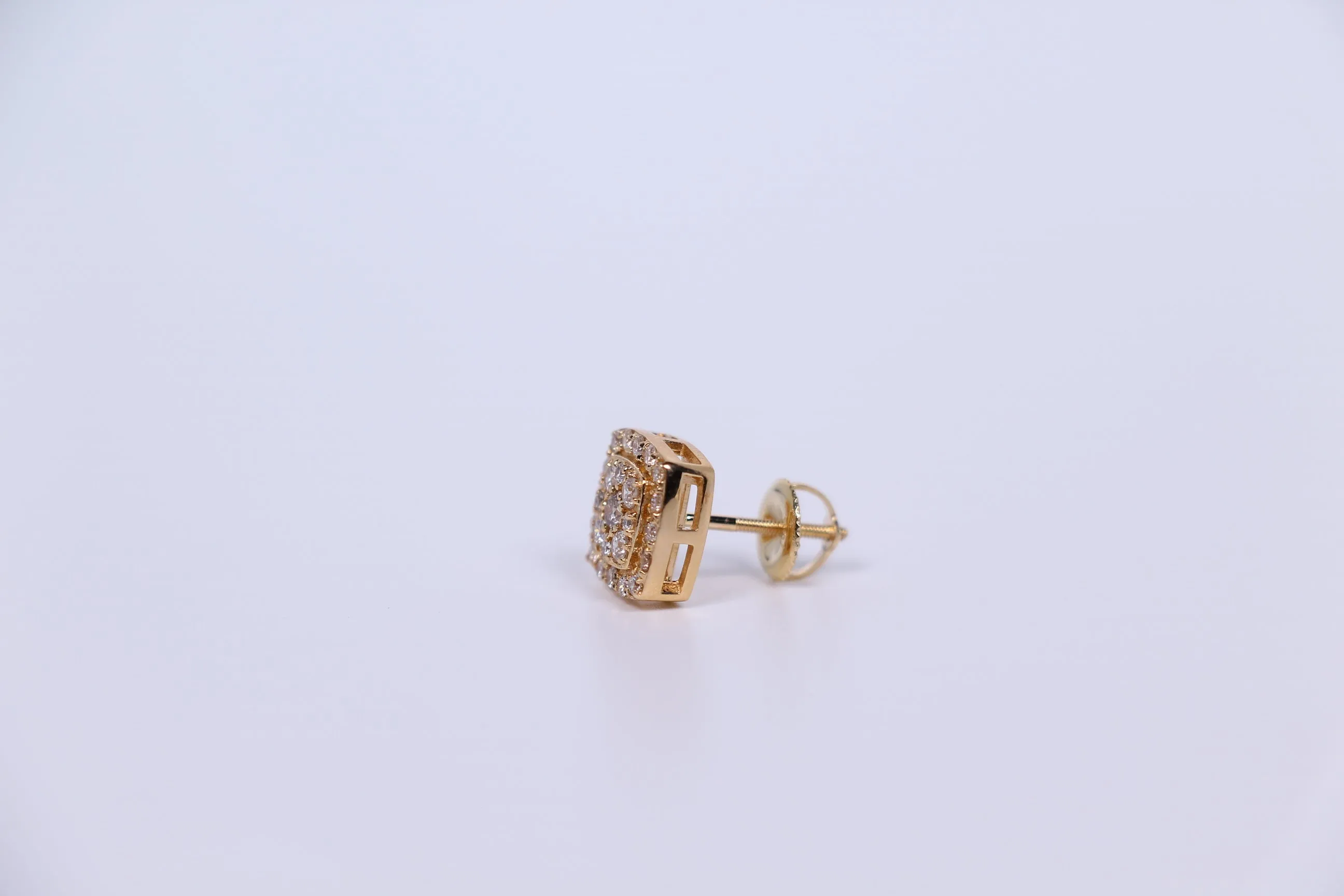 10K Yellow Gold Square Earrings .950ctw