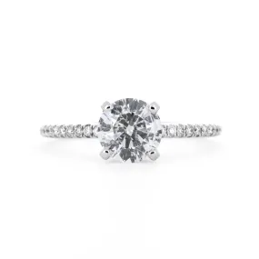 1.32ctw Diamond Engagement Ring, Hidden Halo, Pavê Band - 14K White Gold