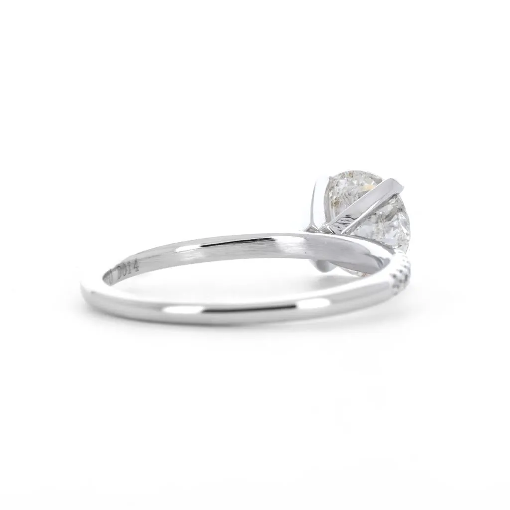 1.32ctw Diamond Engagement Ring, Hidden Halo, Pavê Band - 14K White Gold