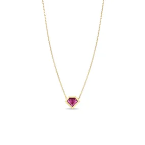 1.38 ctw Shield Pink Sapphire Bezel Necklace