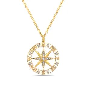 14k Gold Compass Pendant