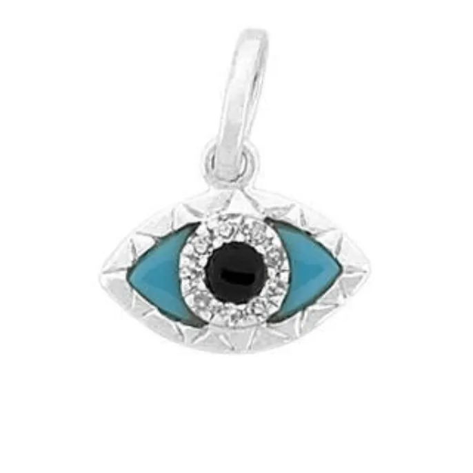 14K Gold Evil Eye with Diamonds and Turquoise