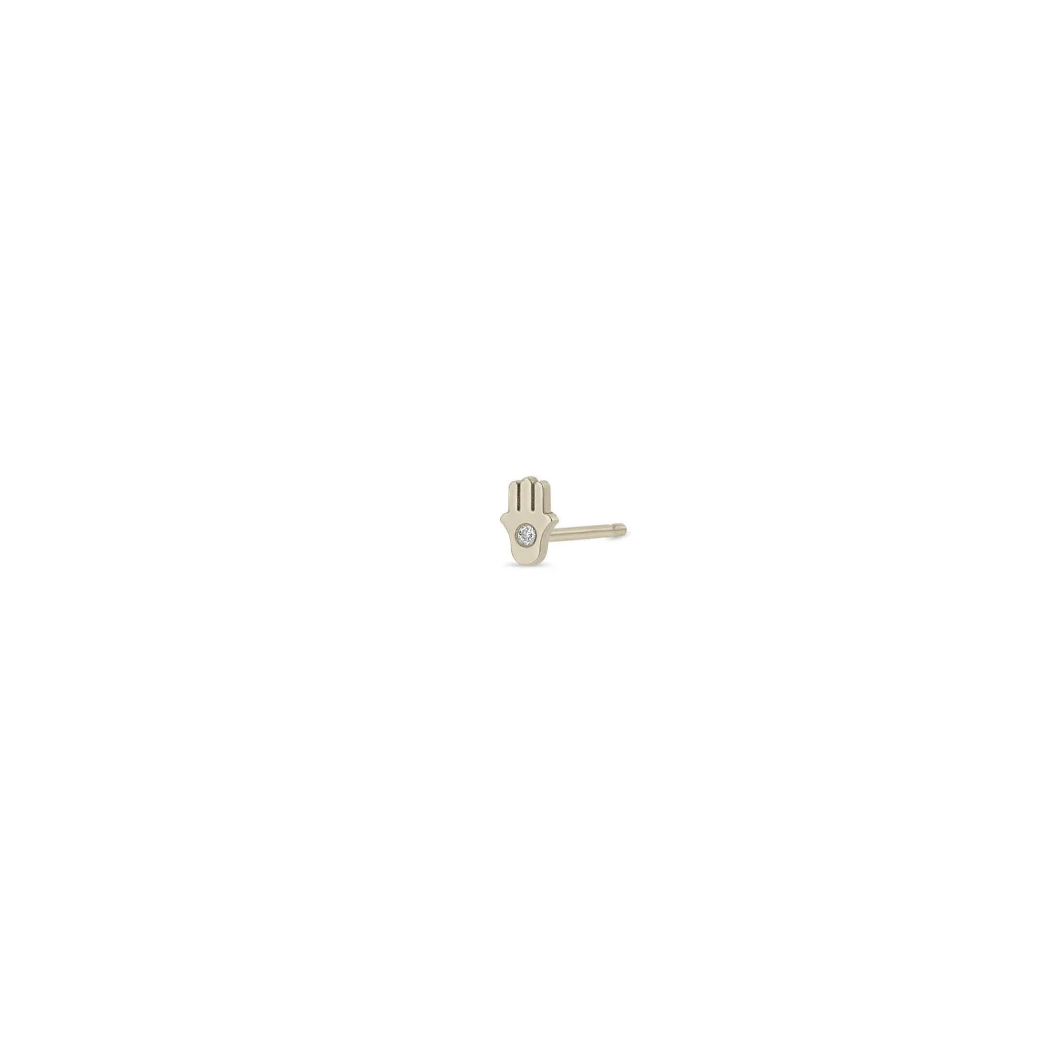 14k Itty Bitty Diamond Hamsa Stud