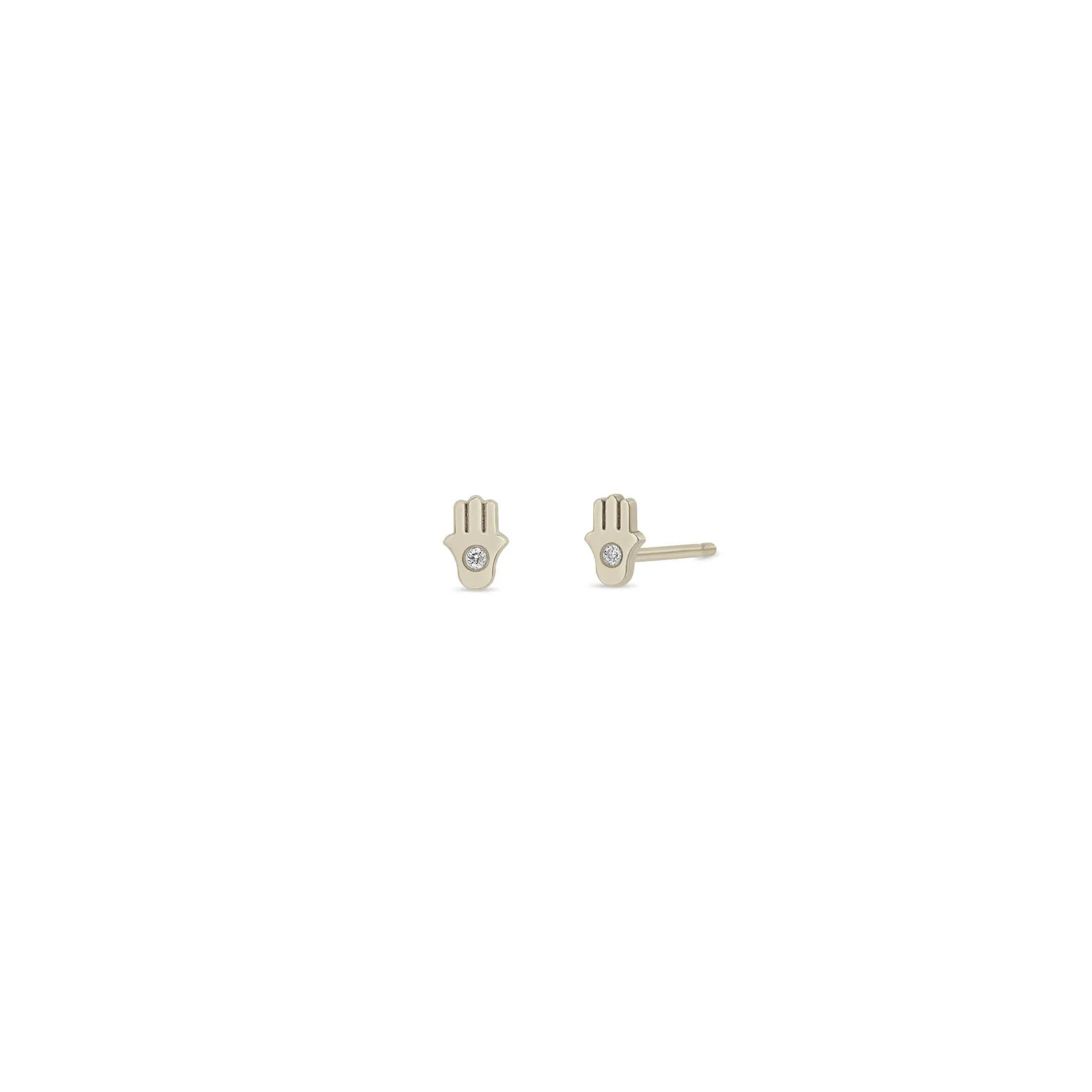 14k Itty Bitty Diamond Hamsa Stud