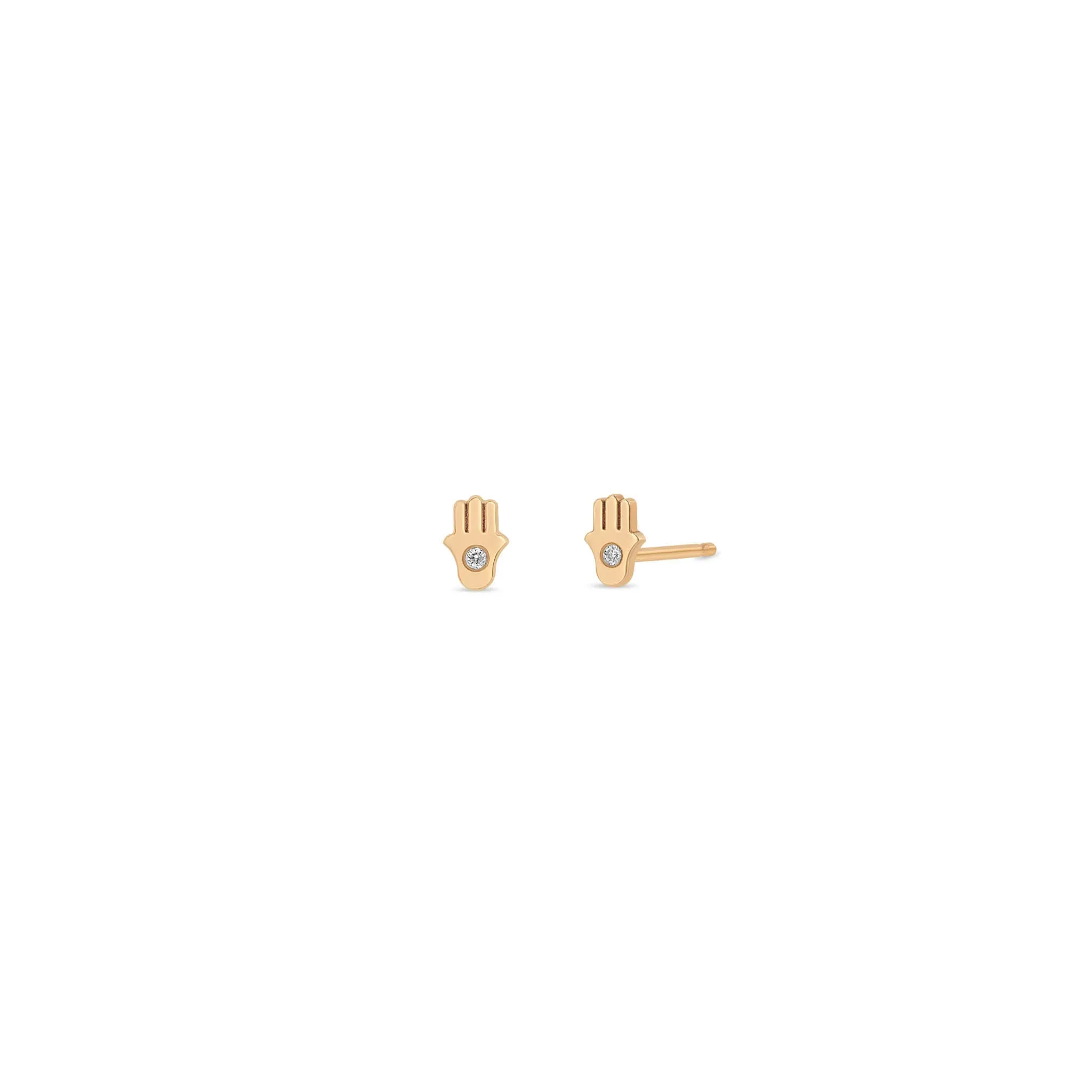 14k Itty Bitty Diamond Hamsa Stud