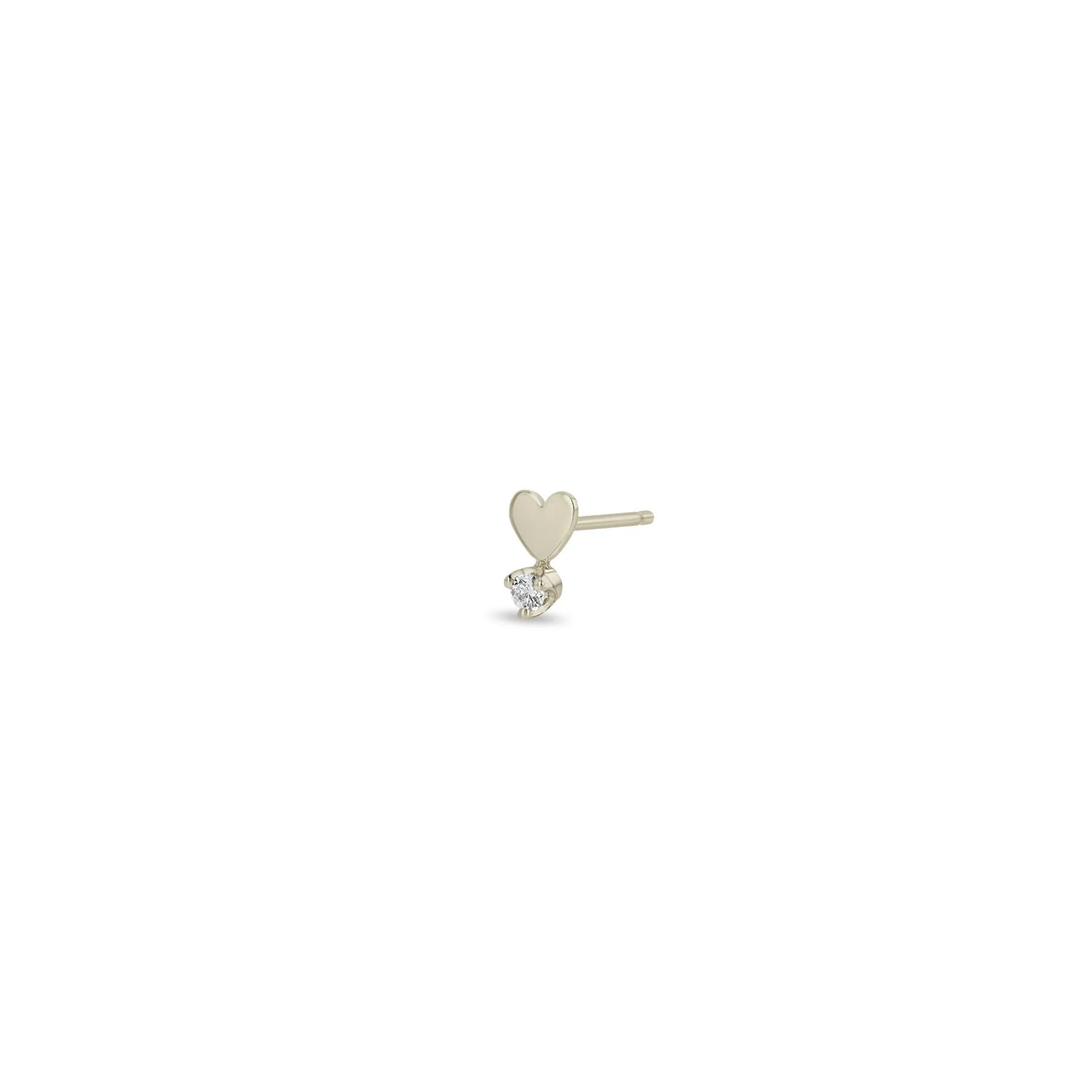 14k Itty Bitty Heart & Prong Diamond Stud