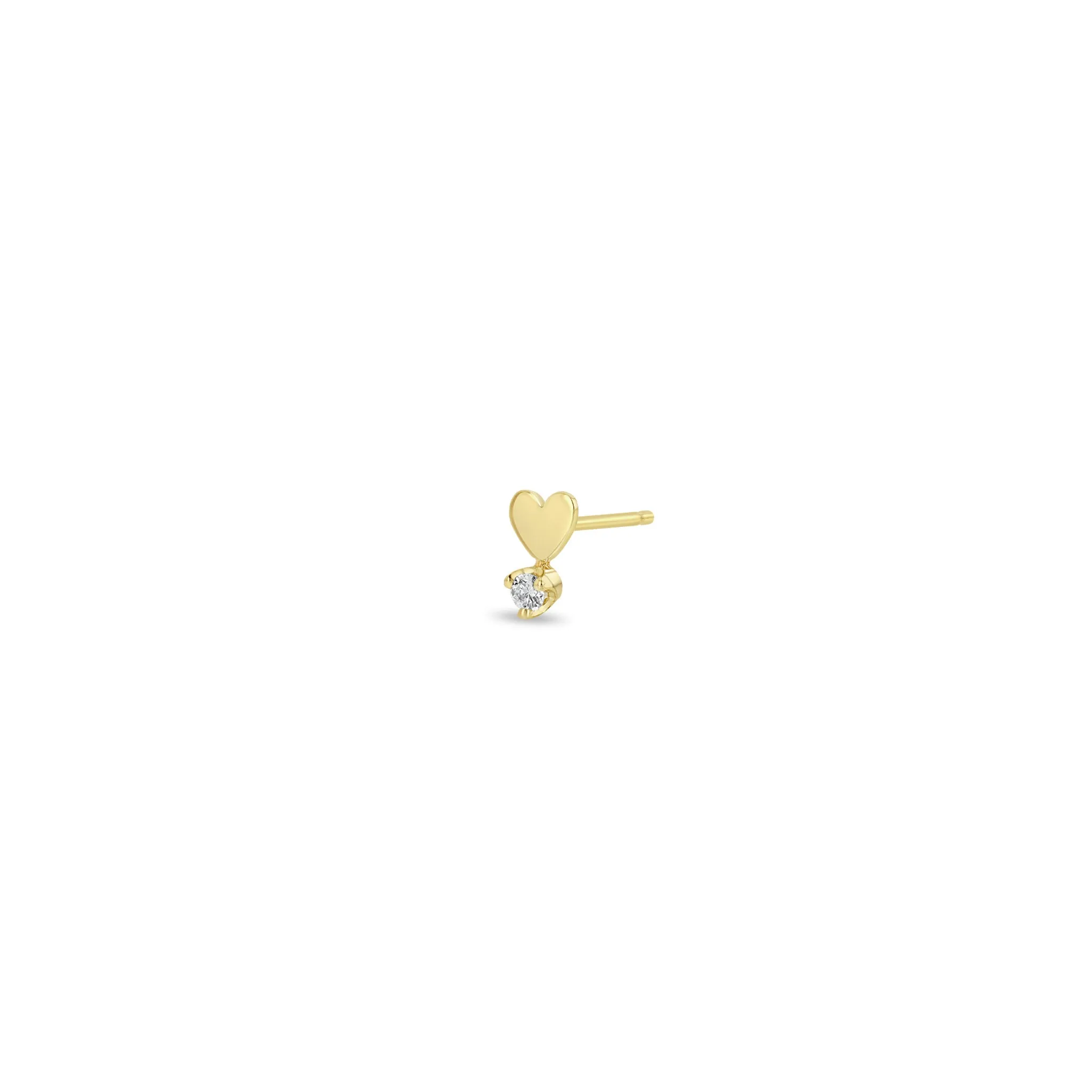 14k Itty Bitty Heart & Prong Diamond Stud