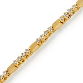 14K Yellow gold diamond 1CT natural alternate 2.5*7.5 Bracelet-12060