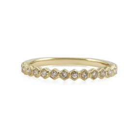 14K YELLOW GOLD HEXAGONAL DIAMOND STACKING BAND 0.16CTW