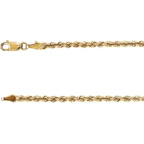 14K Yellow Gold Rope Chain, 18 Inches Long 3 mm  - CH957