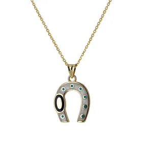 14K Yellow gold shose horse luxky  pendant-V2