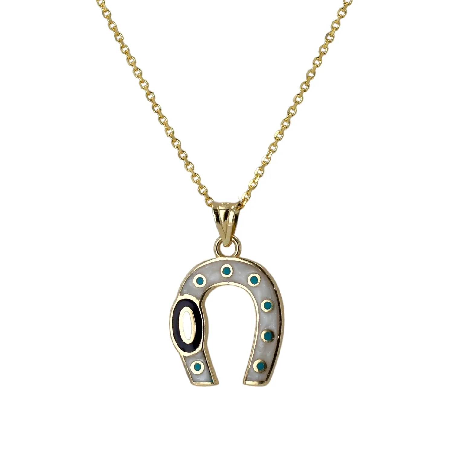 14K Yellow gold shose horse luxky  pendant-V2