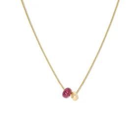 18K Gemstone Dual Bead Necklace with Ruby