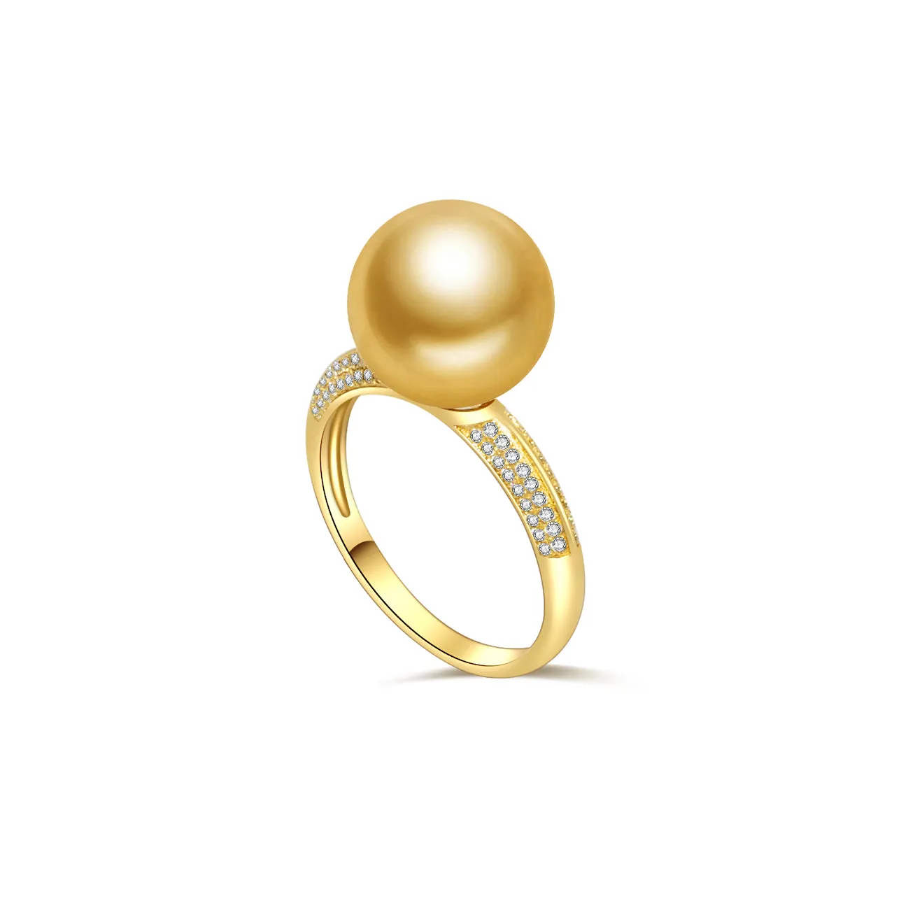 18K Solid Gold South Sea Golden Pearl Ring KR00017