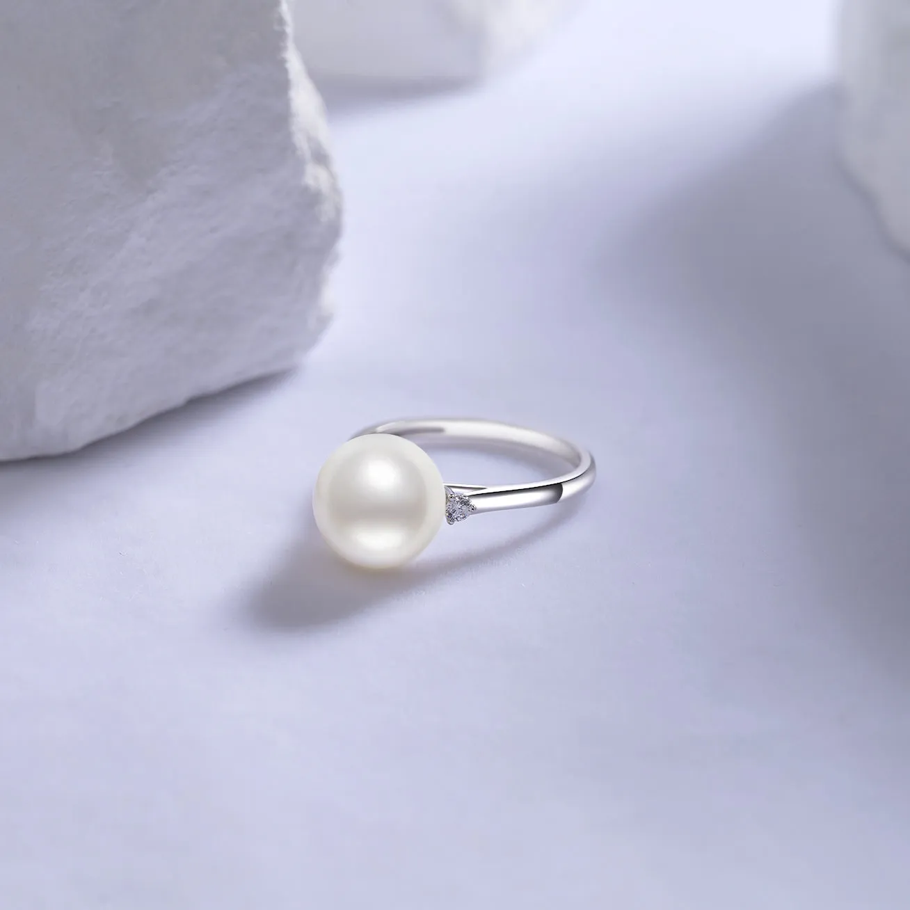 18K Solid Gold Venus Australian White South Sea Pearl Ring KR00038