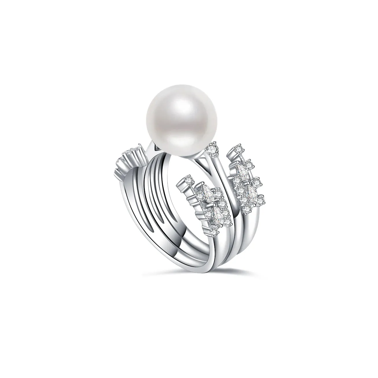 18K Solid Gold Venus Australian White South Sea Pearl Ring KR00038