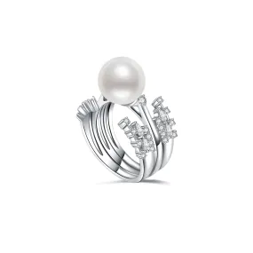 18K Solid Gold Venus Australian White South Sea Pearl Ring KR00038