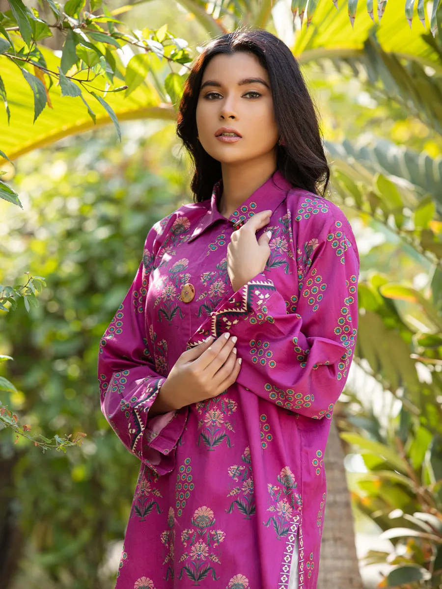 1pc - Stitched Basic Printed Cotton Silk Shirt