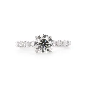 2.29ctw Round Diamond Engagement Ring, Oval Pavê - 14K White Gold