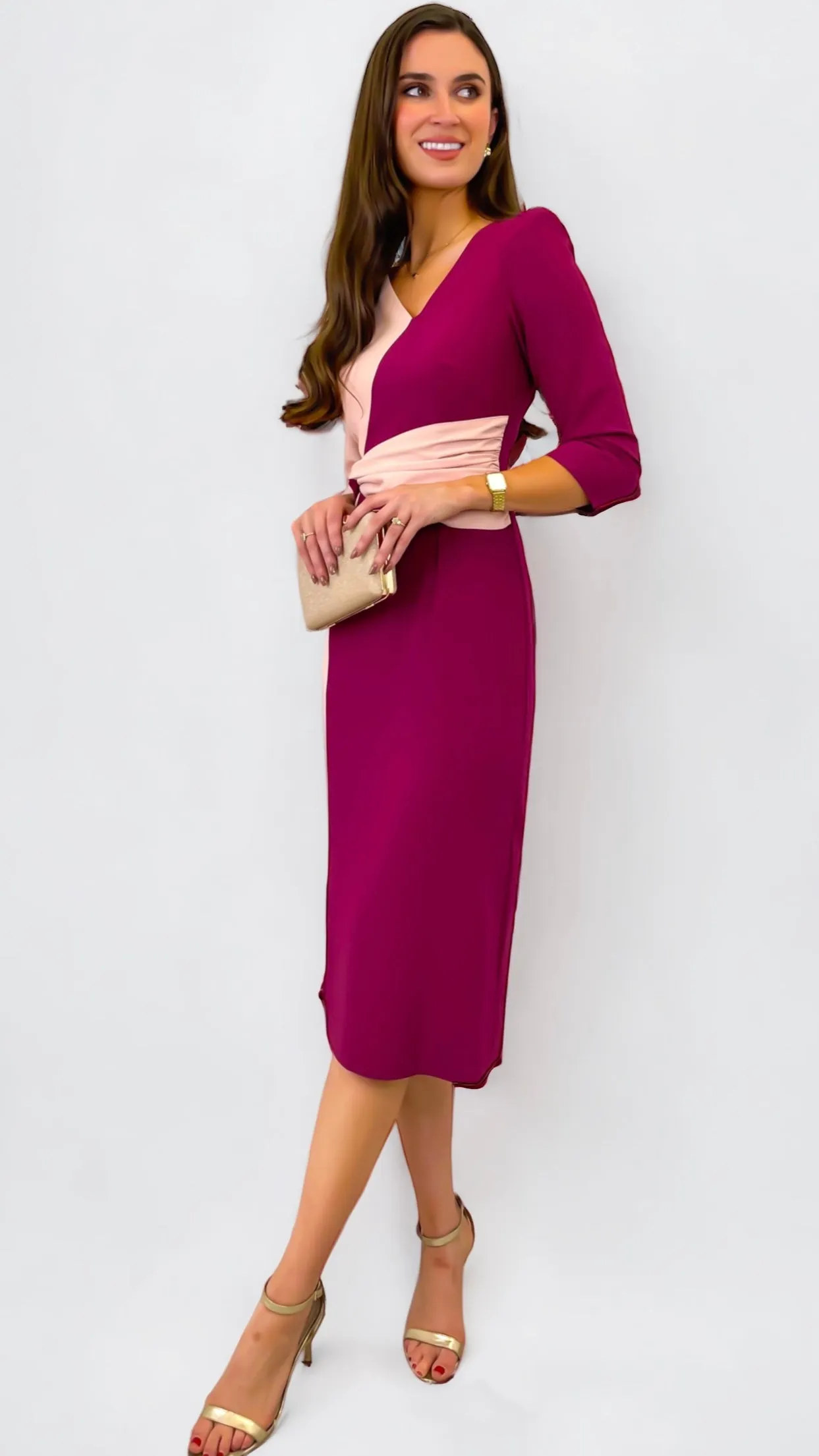 4-A1150 Lillia 2 Tone Pencil Dress