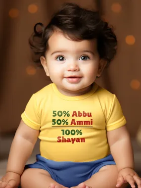 50 % Abbu 50% Ammi - 100% Kids T Shirt w/Custom Name