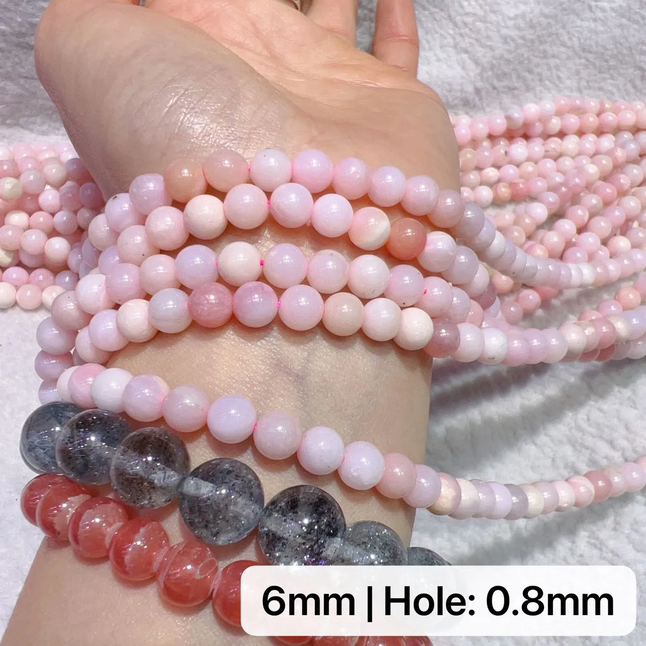 6mm - 8mm Natural Pink Opal Round Bead Strands for DIY Jewelry Project