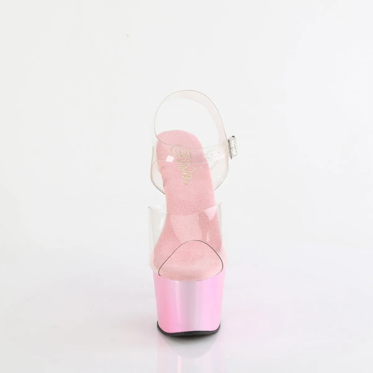 7 Inch Heel ADORE-708LQ Clear Liquid Baby Pink Holo