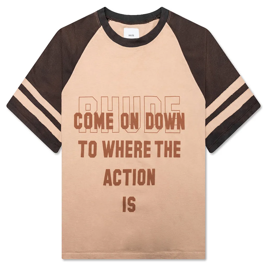 Action S/S Raglan - Khaki/Black