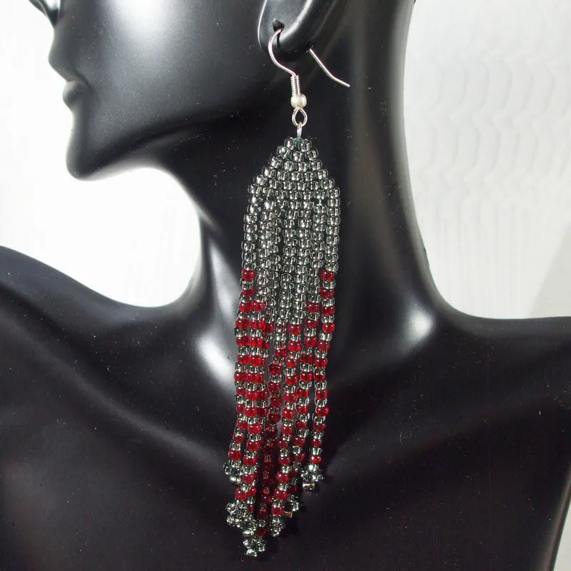 Adama Brick Fringe Dragon Earrings