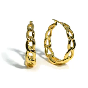 AFJ Gold Collection - Chain Link Hoop Earrings, 18k Yellow Gold