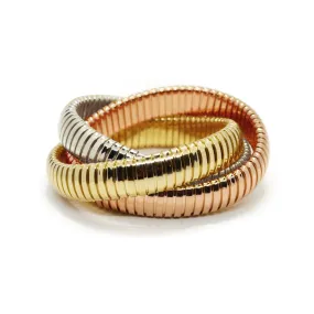 AFJ Gold Collection - Tubogas Triple Rolling Bracelet, 18k Yellow, White and Rose Gold