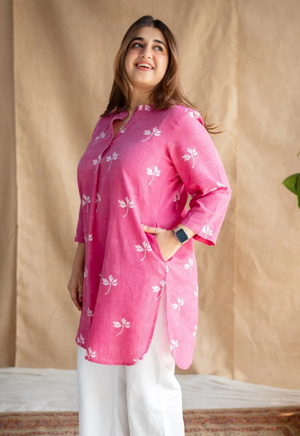 Aiza Dabu Slub Cotton Kurta