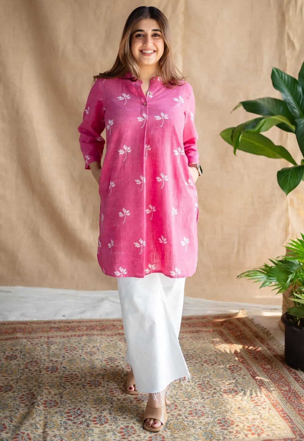 Aiza Dabu Slub Cotton Kurta