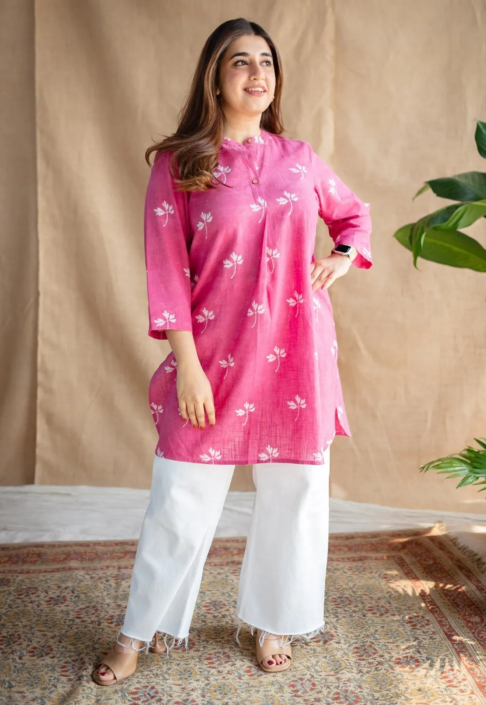 Aiza Dabu Slub Cotton Kurta