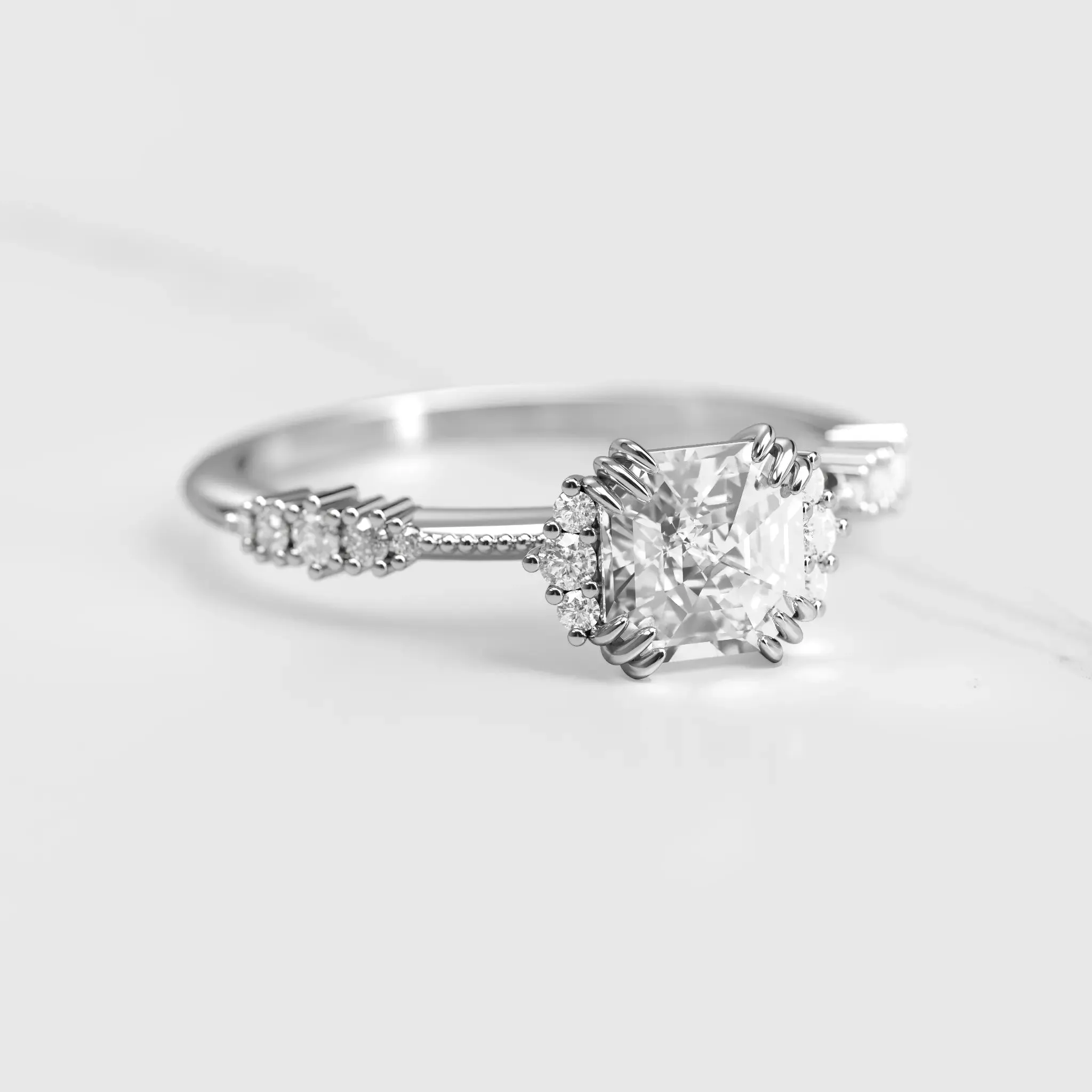 Asscher Cluster Diamond Ring