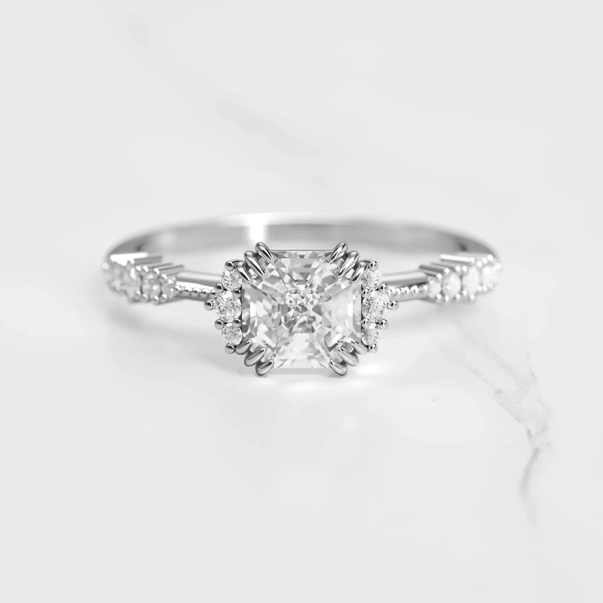 Asscher Cluster Diamond Ring