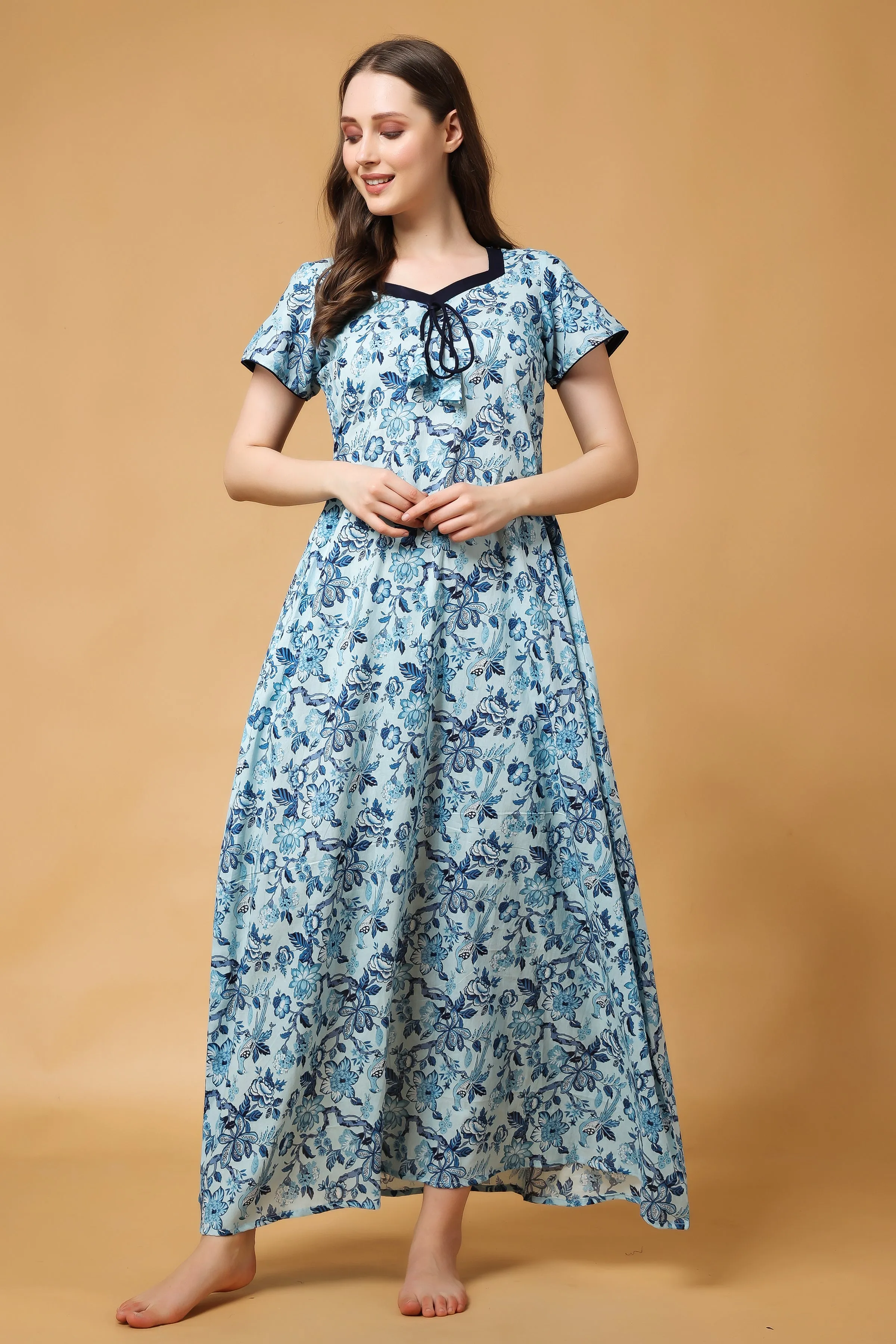 Aster Floral Cotton Night Gown