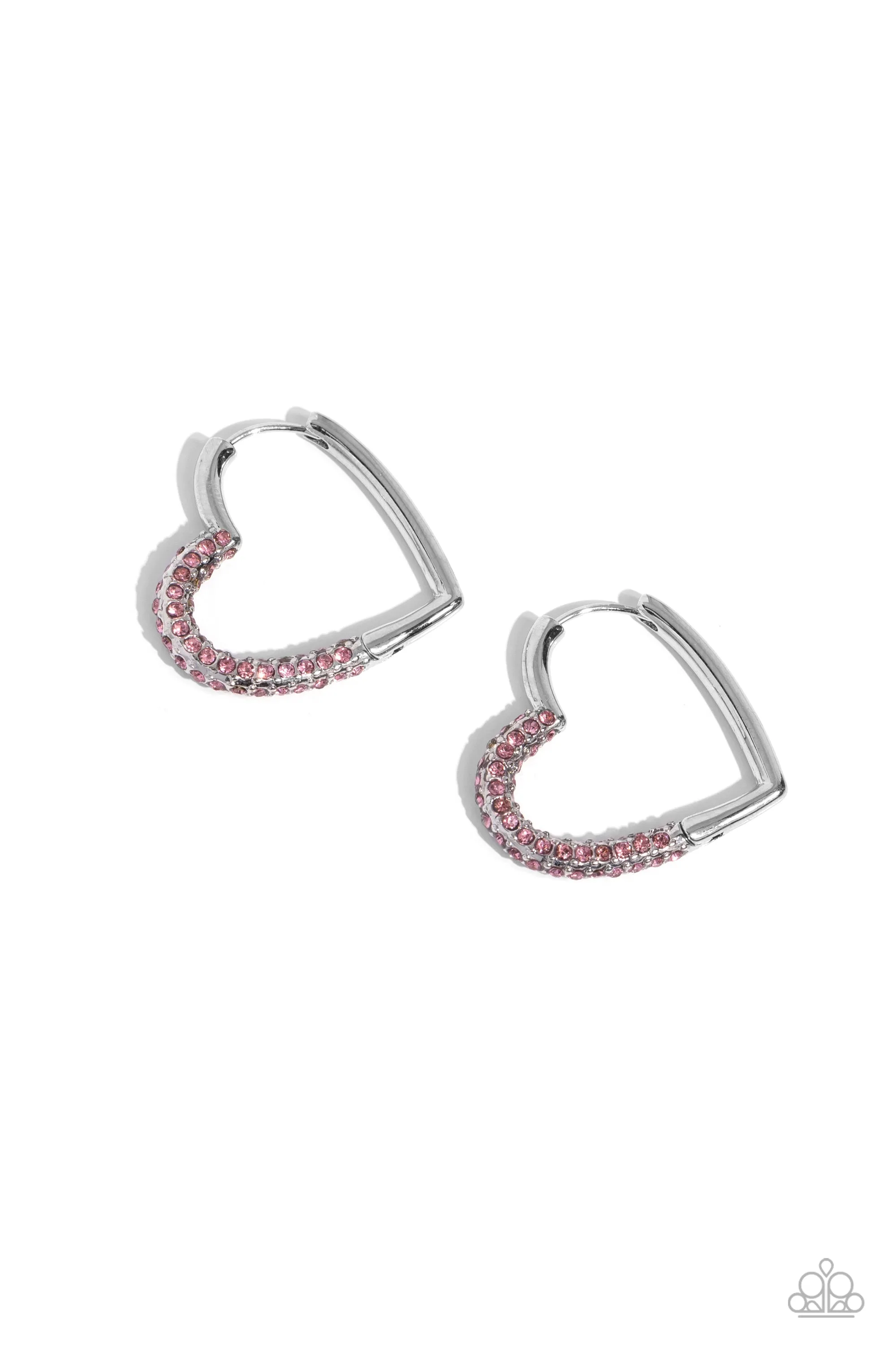 Be Mine, Valentine? Pink Heart Hoop Earrings - Paparazzi Accessories