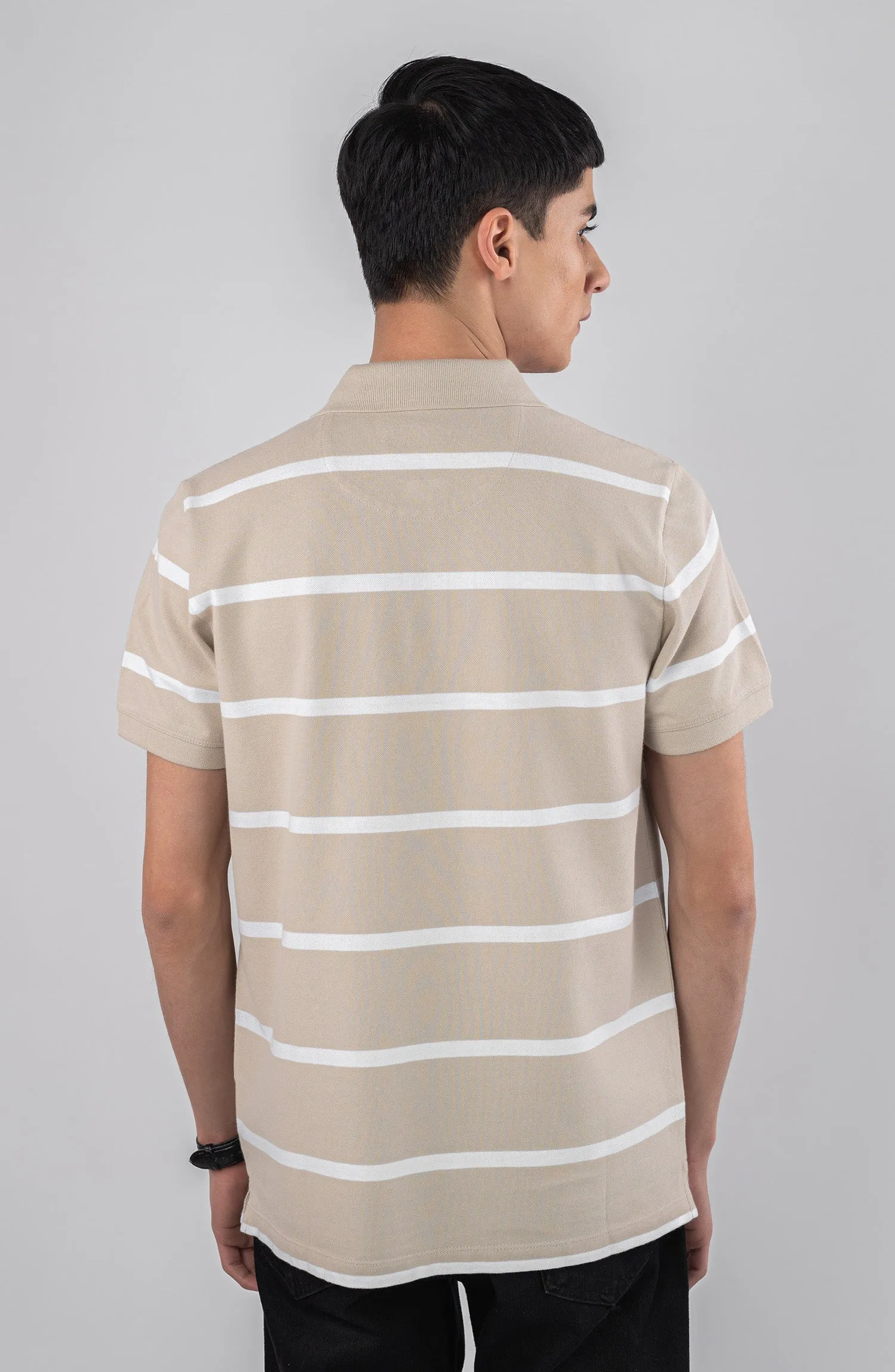 Beige Stripes Polo Shirt