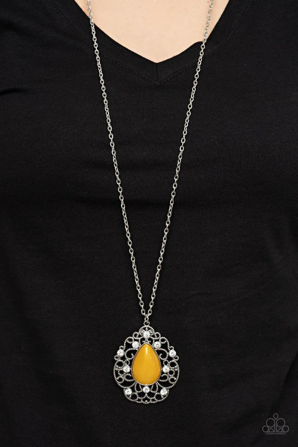 Bewitched Beam Yellow Cat's Eye Stone Necklace - Paparazzi Accessories