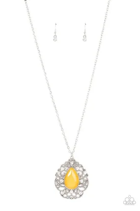 Bewitched Beam Yellow Cat's Eye Stone Necklace - Paparazzi Accessories