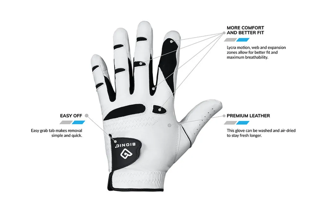 Bionic Golf Men's StableGrip 2.0 Glove - White