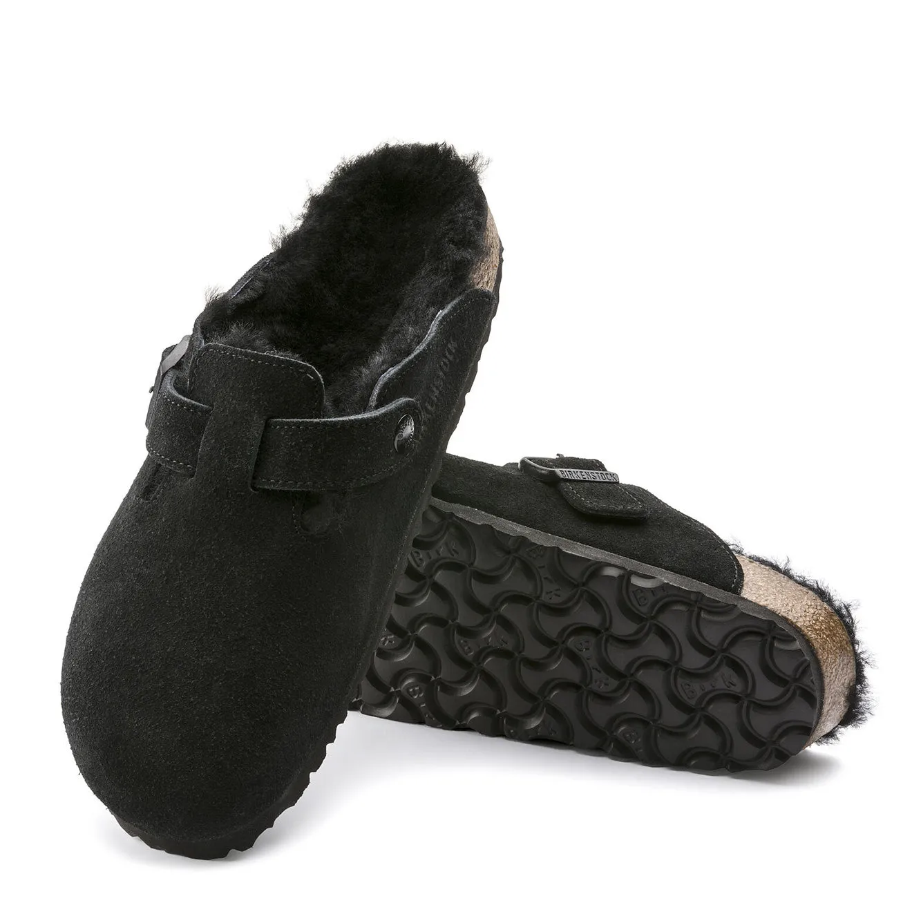 Birkenstock Boston Shearling Reg Sandals Black