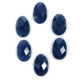 BLUE SAPPHIRE Gemstone Rose Cut : 22.00cts Natural Untreated Unheated Sapphire Egg Shape 12*8mm 6pcs (With Video)