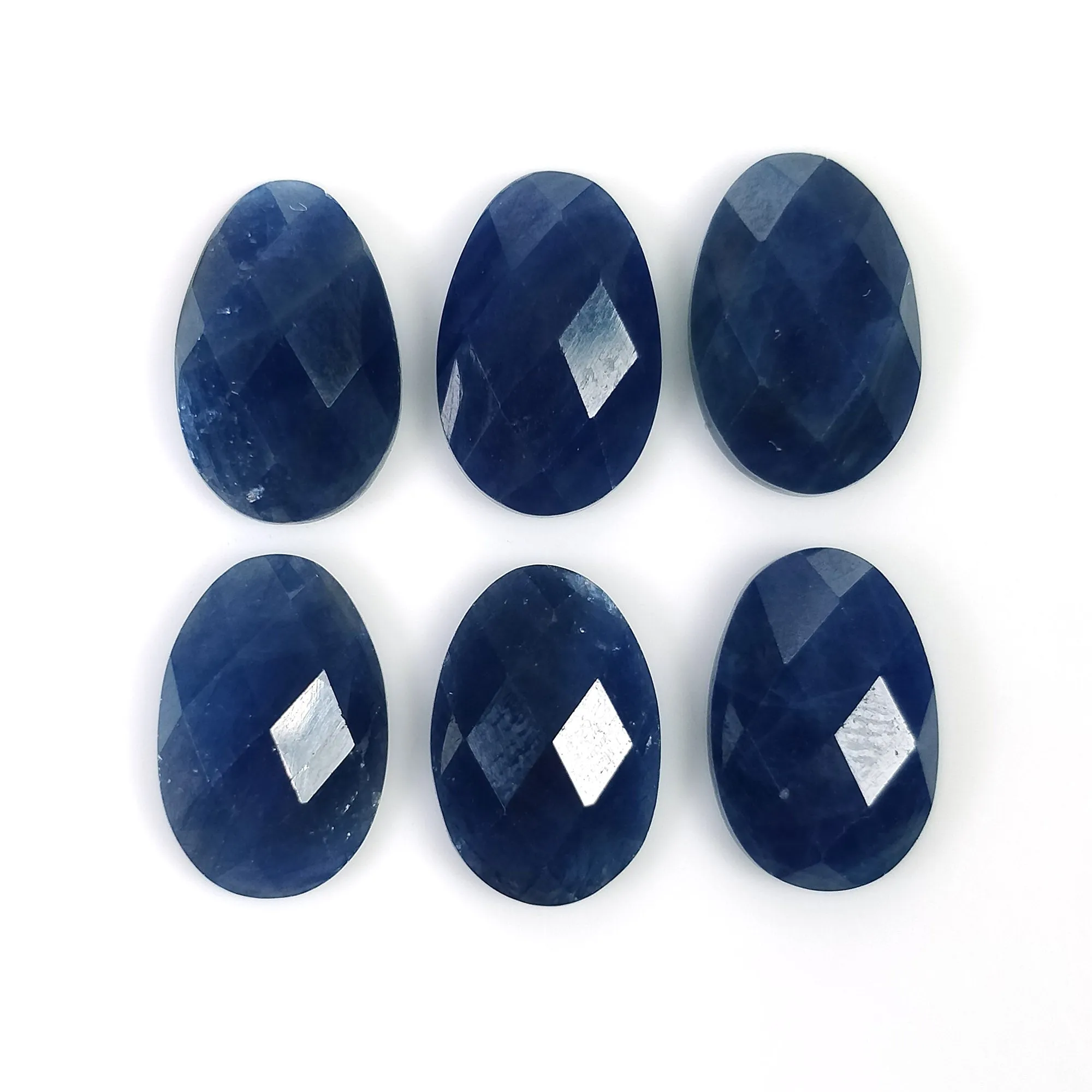 BLUE SAPPHIRE Gemstone Rose Cut : 22.00cts Natural Untreated Unheated Sapphire Egg Shape 12*8mm 6pcs (With Video)